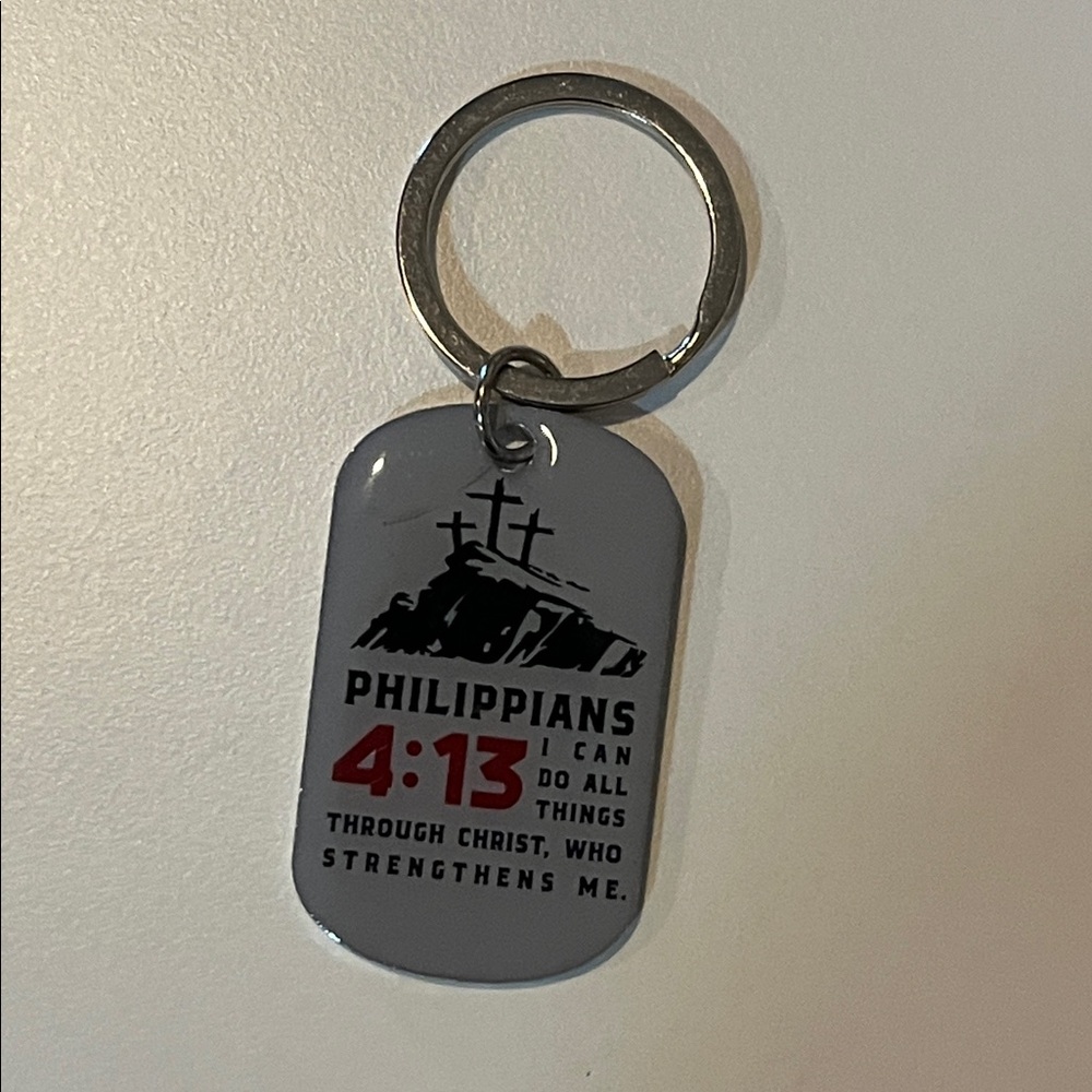 Inspirational Keychain with Philippians 4:13 Verse new